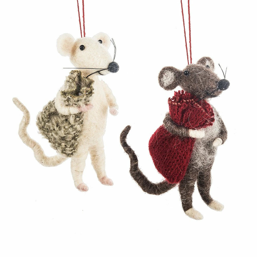 Midwest-CBK Wool Christmas Mice Ornaments 3 Midwest-CBK Wool Christmas Mice Ornaments