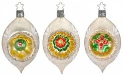 Inge Glass Floral Reflector Egg Ornament Set