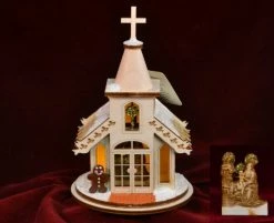 Ginger Cottages Chapel With Nativity Balsa Wood Ornament