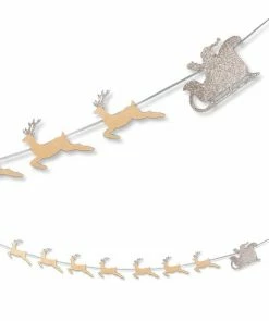 Bethany Lowe Santa & Reindeer Garland Platinum