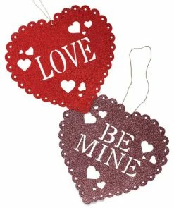 The Holiday Barn Bethany Lowe Glittered Sweet Hearts, 12"