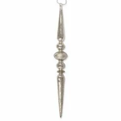 Bethany Lowe Antique Silver Glass Icicle Finial Ornament - 13.5"