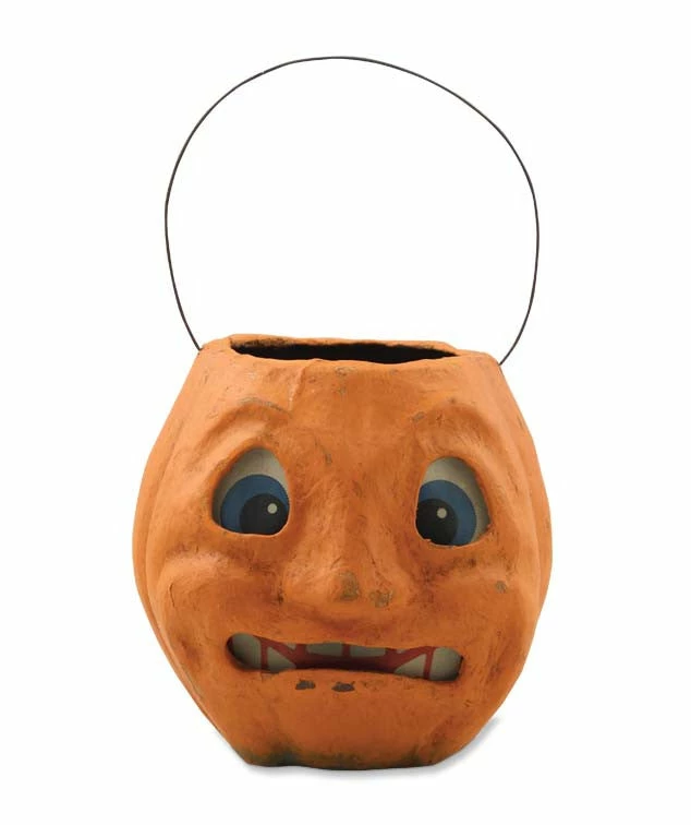 Bethany Lowe Scary Vintage Pumpkin Bucket - Paper Mache 3 Bethany Lowe Scary Vintage Pumpkin Bucket - Paper Mache