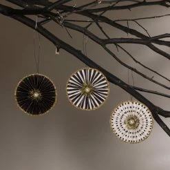 Bethany Lowe New! Black & White Rosette Ornaments