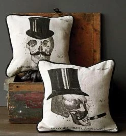 Creative Co-Op Anatomical Skull Dandies Pillows - Set Of 2