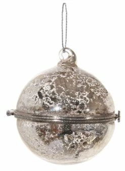ShiShi Antique Silver Glass Ball Ornament Keepsake Box Christmas