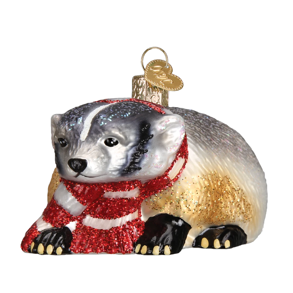 Old World Christmas Badger With Scarf Ornament 3 Old World Christmas Badger With Scarf Ornament