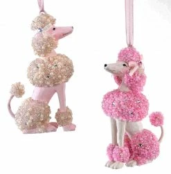 Katherine's Collection Pink Poodle Ornaments, Bead Encrusted