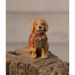 Bethany Lowe New! Fall Pup With Scarf & Apple Basket