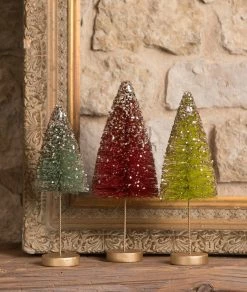 Bethany Lowe Jewel-Tide Bottle Brush Trees With Long Stem