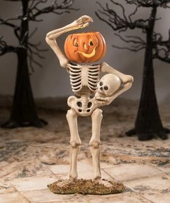 Bethany Lowe New! Pumpkin Bucket Head Skelly