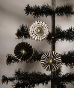 Bethany Lowe New! Black & White Rosette Ornaments 5 Bethany Lowe New! Black & White Rosette Ornaments