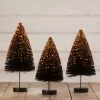 Bethany Lowe Black Bottle Brush Trees With Orange Glitter
