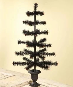 The Holiday Barn Bethany Lowe Black Feather Tree In Urn
