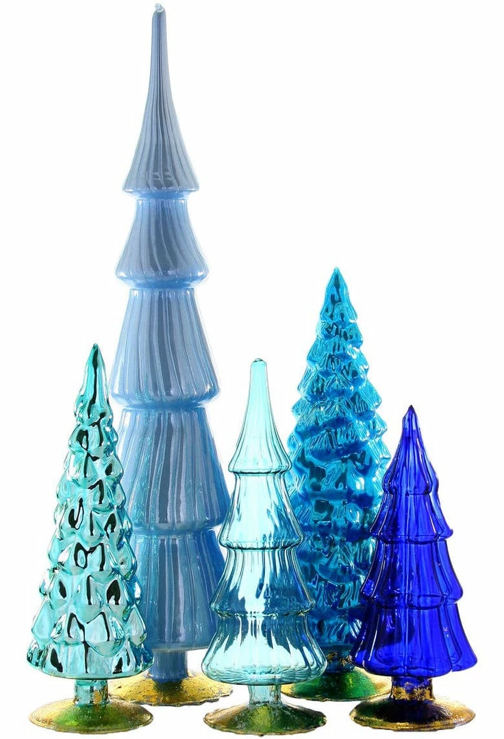 Cody Foster Blue Candy Glass Trees, Large 3 Cody Foster Blue Candy Glass Trees, Large