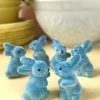 TheHolidayBarn.com Blue Flocked Bunny Rabbits, Small New!