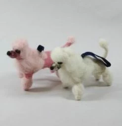 Cody Foster Bouffant Pink & White Poodle Ornaments