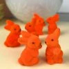 TheHolidayBarn.com Bright Orange Flocked Bunny Rabbits, Small New!