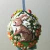 TheHolidayBarn.com Needlepoint Bunny Egg Ornament, Blue New!