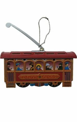 TheHolidayBarn.com Cable Car Tin Toy Reproduction Ornament