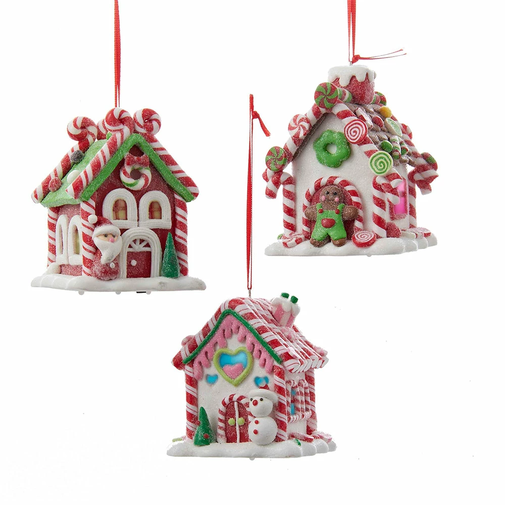Kurt Adler Christmas Candy Houses - Ornaments With LED Lights 3 Kurt Adler Christmas Candy Houses - Ornaments With LED Lights