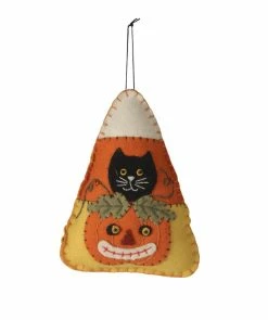 Bethany Lowe Candy Corn Kitty Applique Ornament