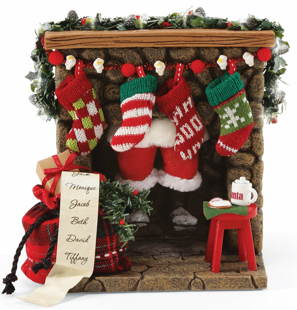 Enesco Christmas Fireplace Prop, Santa Down The Chimney New! 3 Enesco Christmas Fireplace Prop, Santa Down The Chimney New!