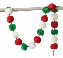 Creative Co-Op Christmas Pom Pom Garland