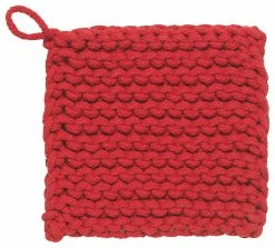 TheHolidayBarn.com New! Chunky Knit Cotton Potholders, Red