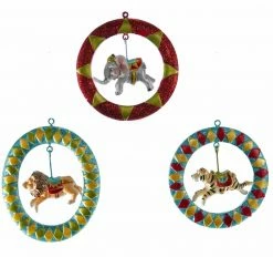 Katherine's Collection Circus Animal Jumping Through Hoop Ornaments