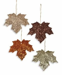 Bethany Lowe Elegant Glitter Leaf Ornaments