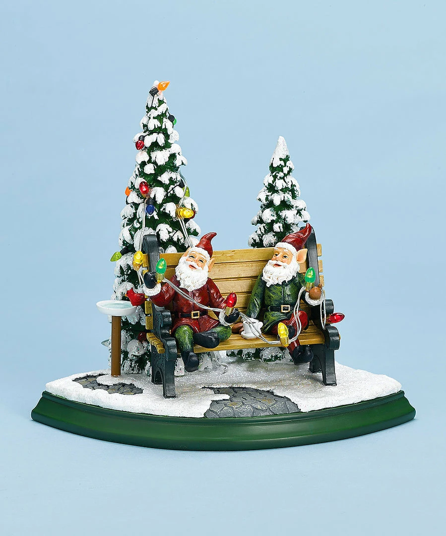 The Holiday Barn Christmas Music Boxes Elves On Bench Music Box 3 The Holiday Barn Christmas Music Boxes Elves On Bench Music Box
