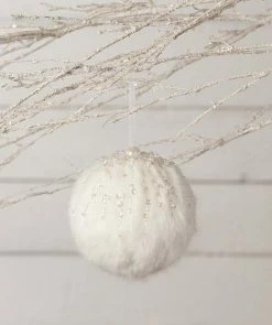 Bethany Lowe Encrusted Fur Snowball Ornament
