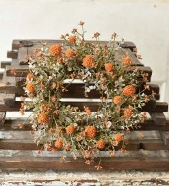 TheHolidayBarn.com Fall Flower Candle Ring, Orange