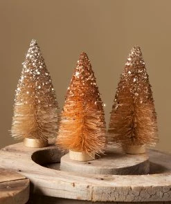 Bethany Lowe New! Fall Sparkle Mini Bottle Brush Trees