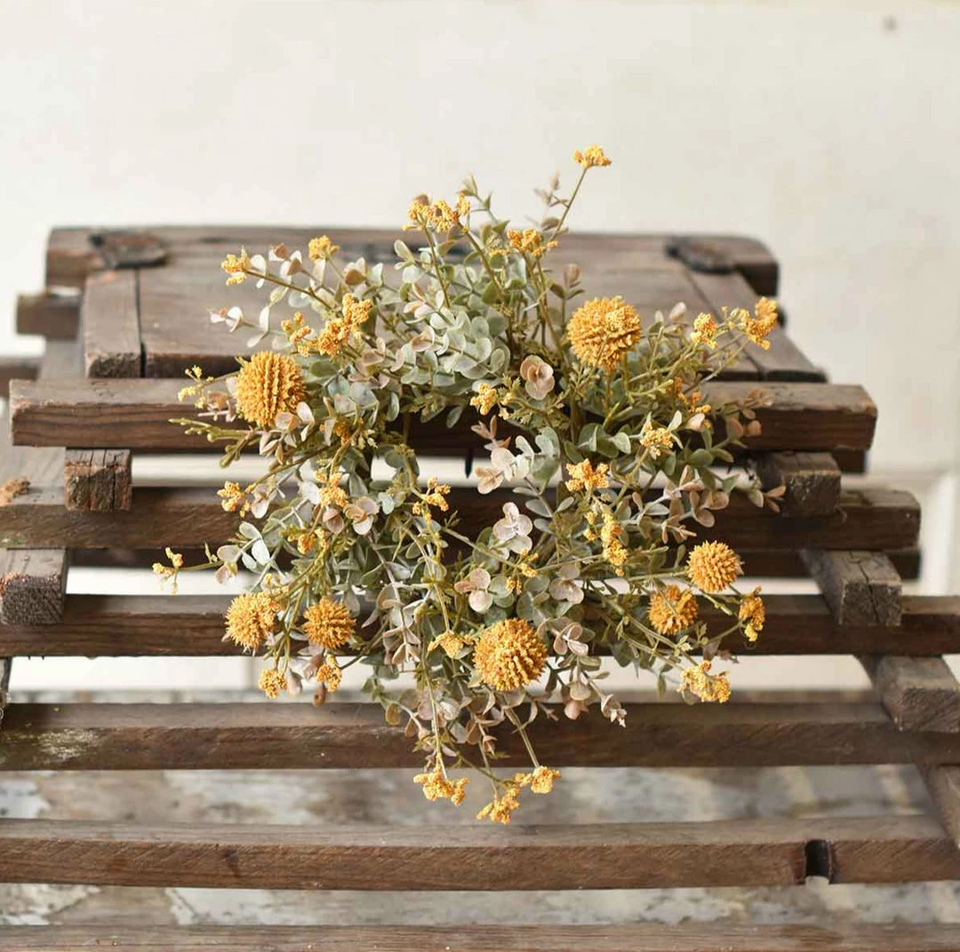 TheHolidayBarn.com New! Fall Flower Candle Ring, Mustard Yellow 3" 3 TheHolidayBarn.com New! Fall Flower Candle Ring, Mustard Yellow 3"