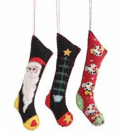 Creative Co-Op Felt Christmas Stocking Ornaments