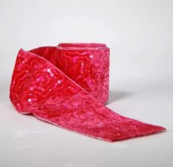 Katherine's Collection New! Candy Pink Velvet Ribbon With Sequins