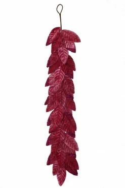 TheHolidayBarn.com New! Flocked Leaf Garland, Fuchsia Pink
