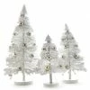 Cody Foster New! White Flocked Bottle Brush Trees With Silver Balls