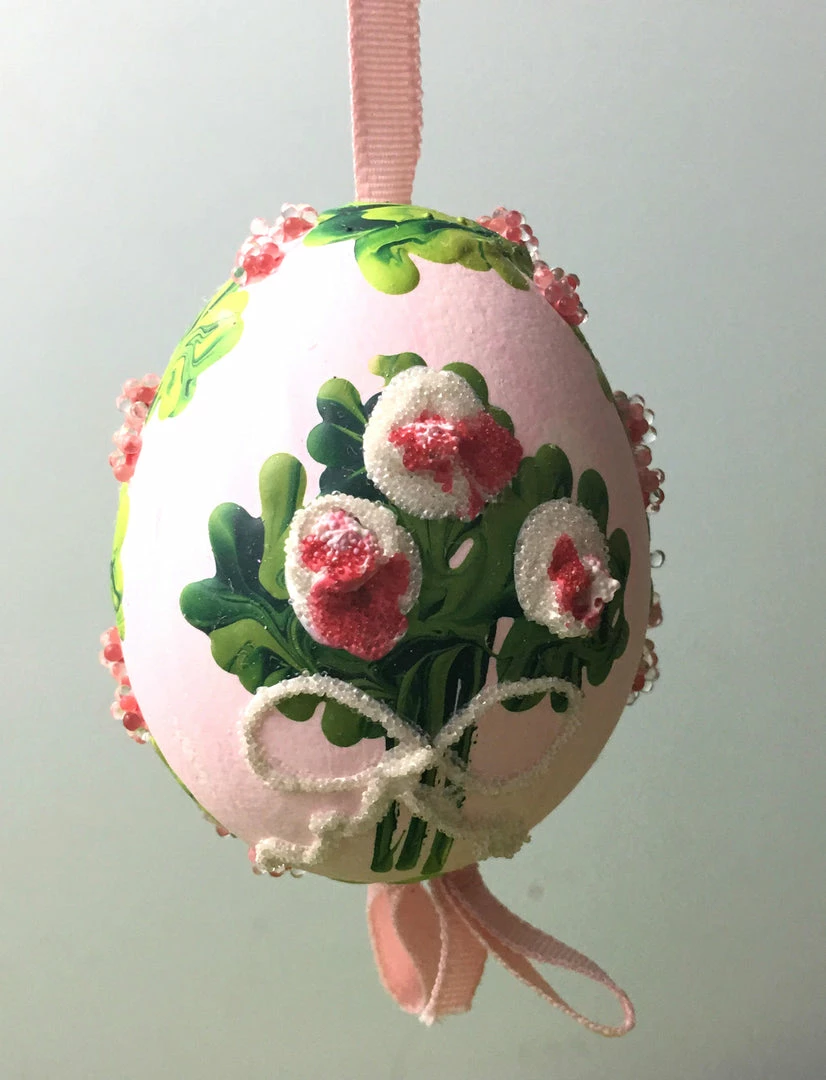TheHolidayBarn.com New! Pink Flower Bouquet Egg Ornament 3 TheHolidayBarn.com New! Pink Flower Bouquet Egg Ornament