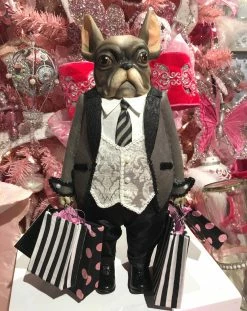 Katherine's Collection French Bull Dog With Shopping Bags New!