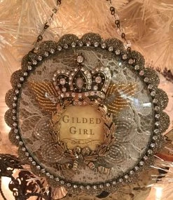 Demdaco Gilded Girl Crown Shadowbox Ornament Christmas