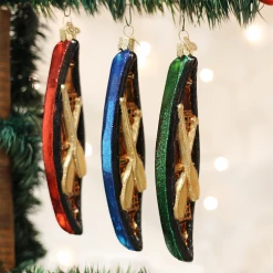 Old World Christmas Glass Canoe Ornament