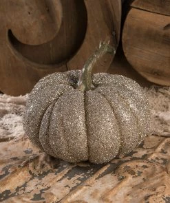 Bethany Lowe Glass Glitter Pumpkin, 6.75"