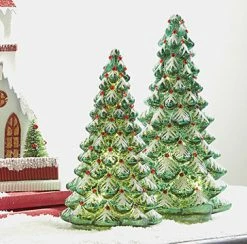 Raz Glass Jeweled Christmas Trees With Lights