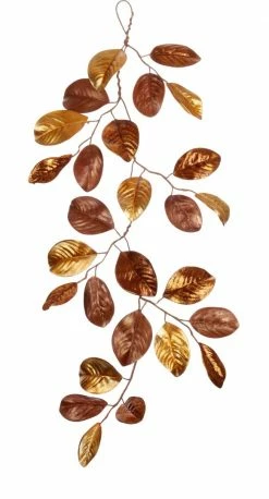 TheHolidayBarn.com New! Gold & Bronze Magnolia Leaf Garland