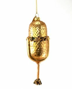 Katherine's Collection Gold Glitter Microphone Ornament New!