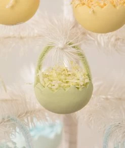 Bethany Lowe New! Green Cracked Egg Basket Ornaments, Set Of 6
