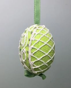 TheHolidayBarn.com New! Green Sugar Lattice Egg Ornament